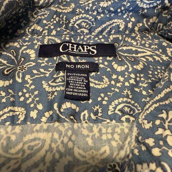 Chaps Blue Floral Paisley No Iron Blouse Top - Size 2X - Picture 4 of 4
